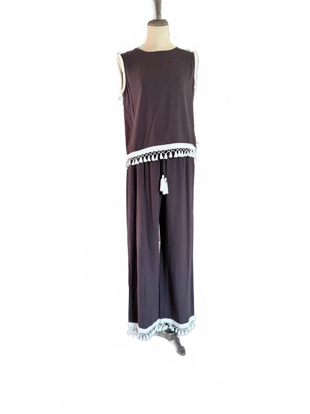 NEW CAMILLE & CO women's adele summer pant set in brown